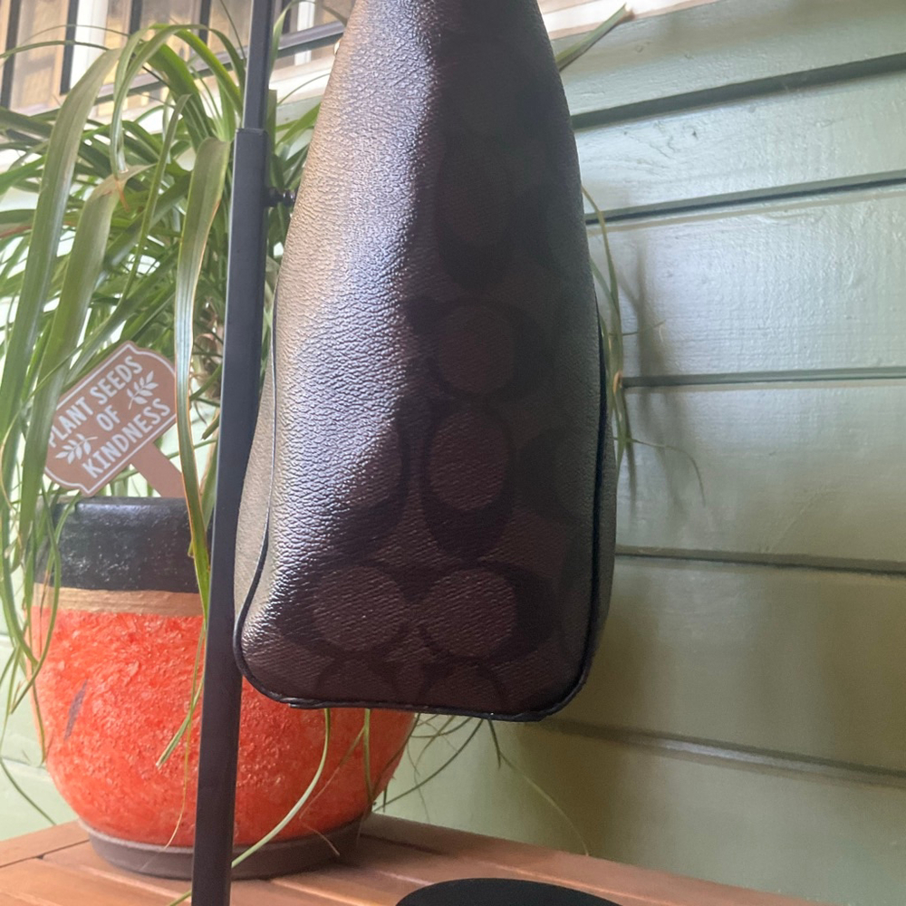 COACH Signature PRAIRIE SATCHEL in Signature Canvas Dark Brown/Black/Multi, EUC - Picture 5 of 14